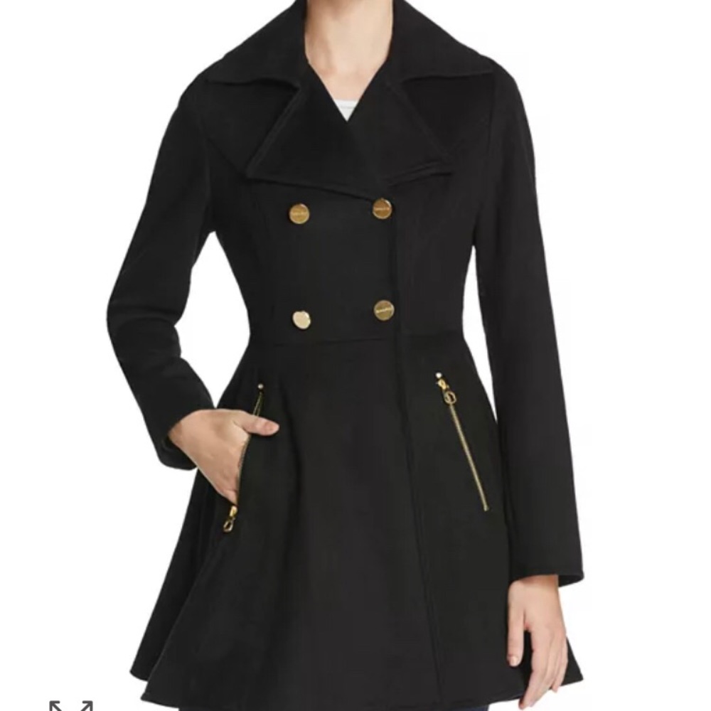 NAVY Fit-and-Flare Double-Breasted Coat